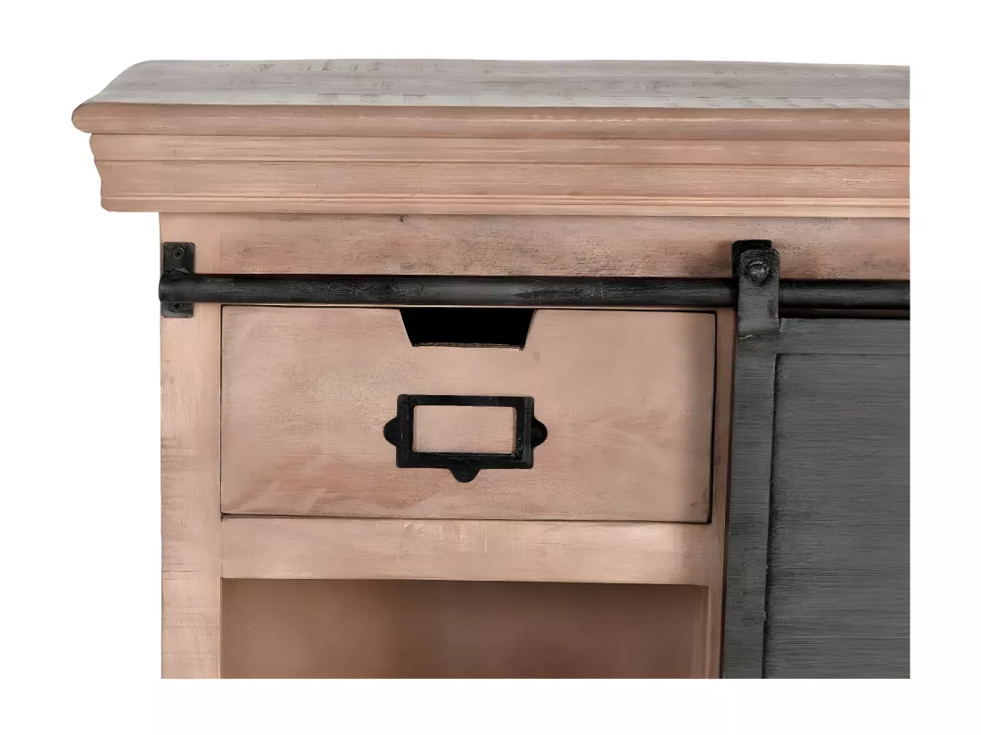 Console en bois de manguier et pieds en métal couleur naturelle Marrón.Giner y Colomer.85x32x85