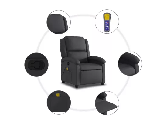 Fauteuil de massage inclinable noir cuir véritable