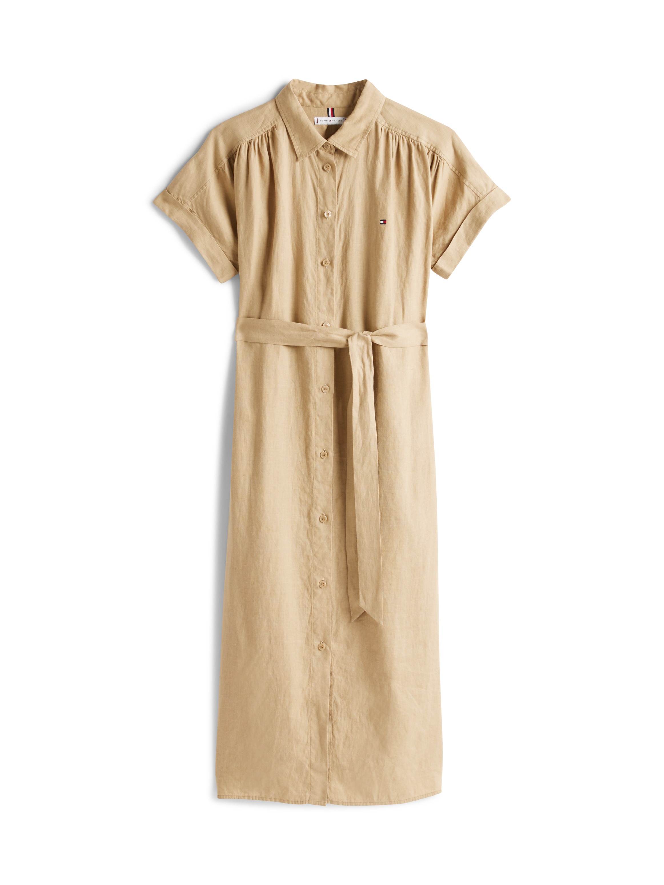 Tommy Hilfiger Hemdblusenkleid »ESS LINEN BELTED S/S MIDI DRESS« mit Gürtel, mit Ärmelaufschlag ,kühlendes Premium Leinen