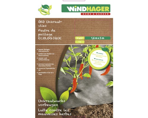 Eco-onkruidvlies 5 x 1,6 m 50g/m2