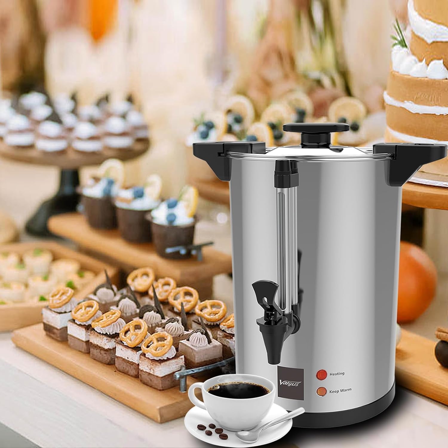 Valgus Commercial Edelstahl Kaffee Urne 20L große Kapazität Kaffeemaschine Heißwasser Urne mit Perkolator automatische Temperaturregelung für große Veranstaltungen, Partys, Hochzeiten