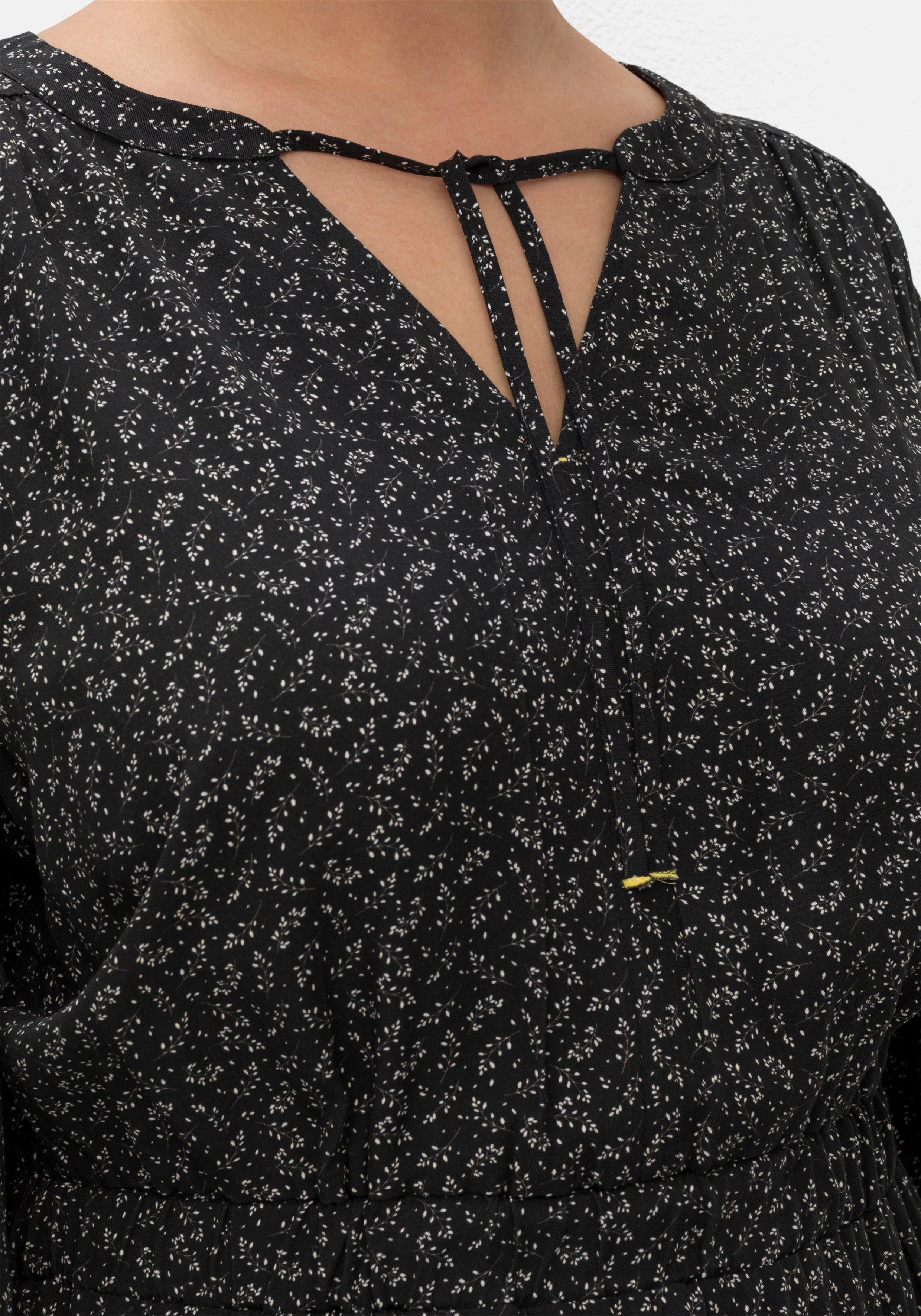 Midikleid mit Blumendruck und Taillen-Gummizug