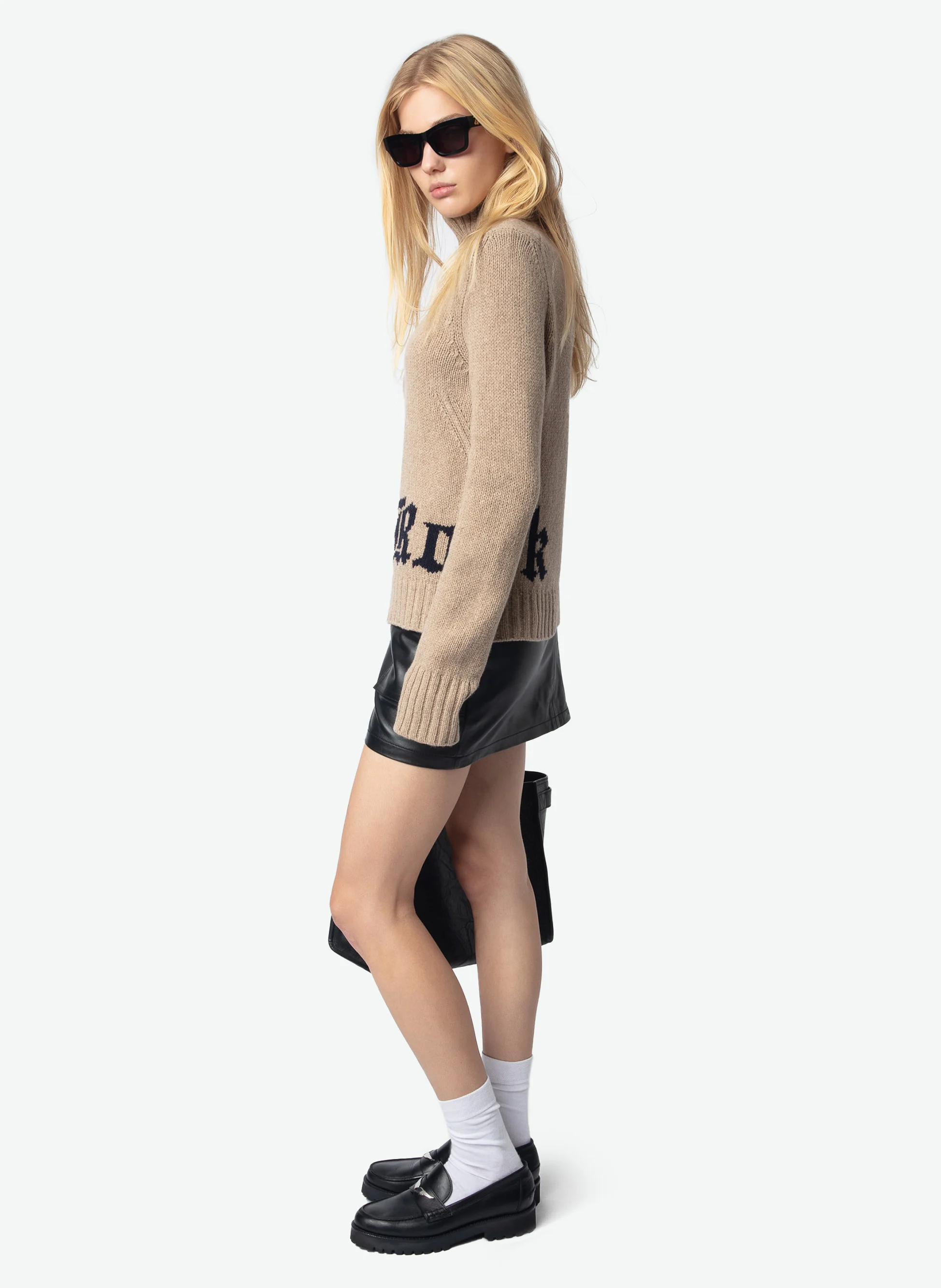 NALMA - Pull imprimé en laine mérinos | Beige