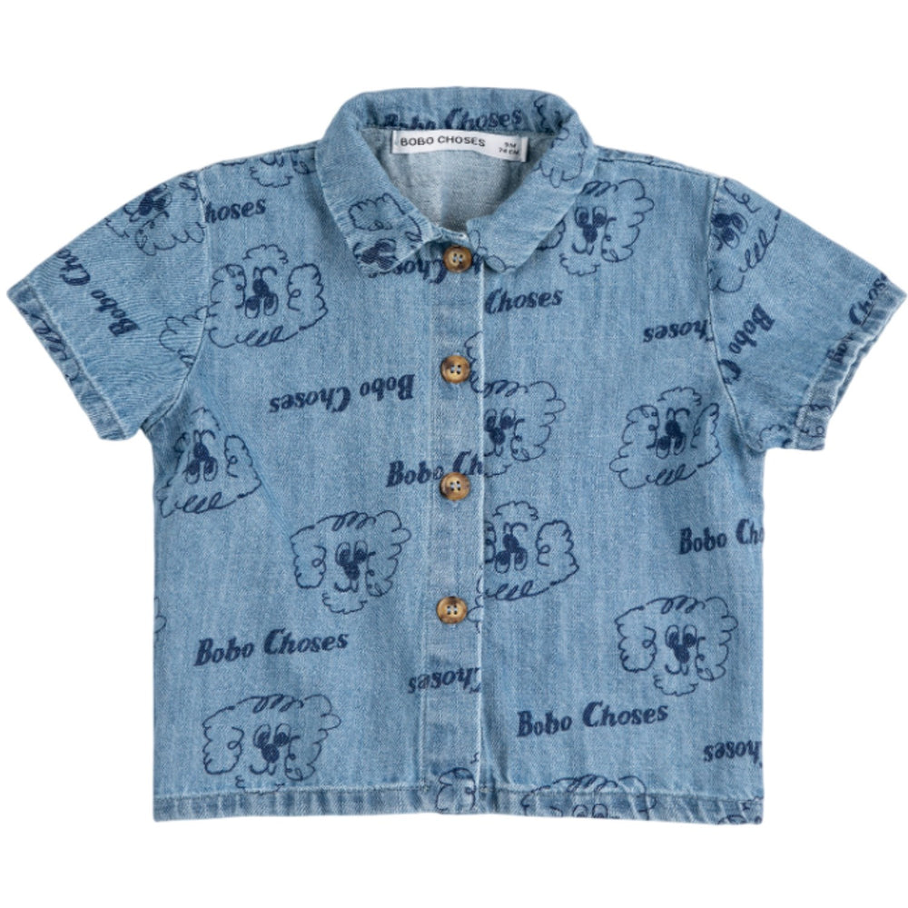 Køb Bobo Choses Light Blue Pickles The Dog All Over Denim Skjorte