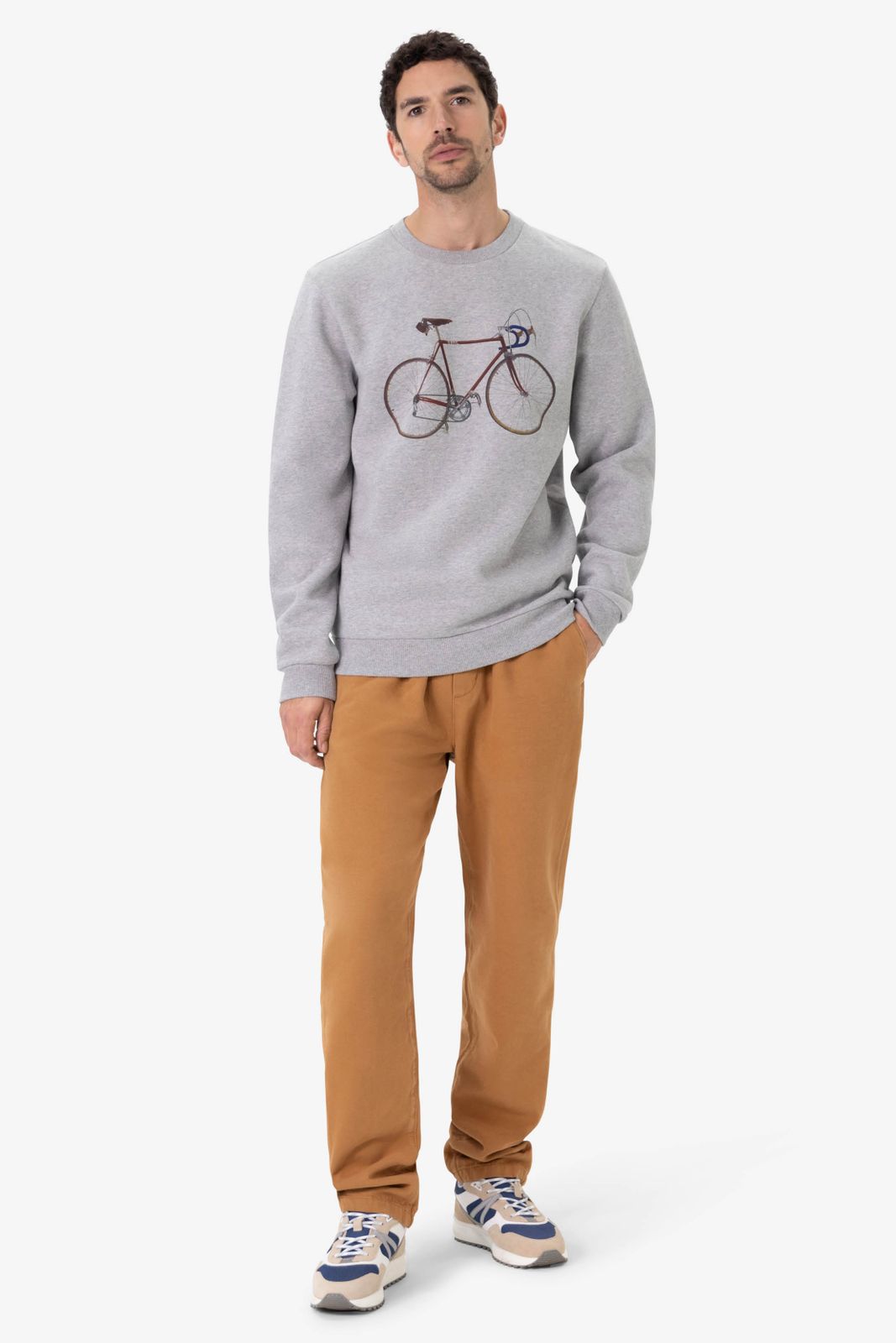 Grijze sweater met fiets