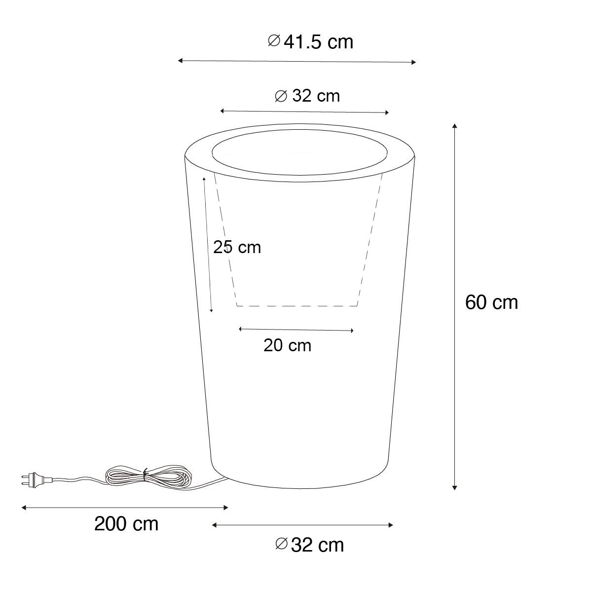 Buiten vloerlamp wit 60 cm bloempot IP65 - Verano