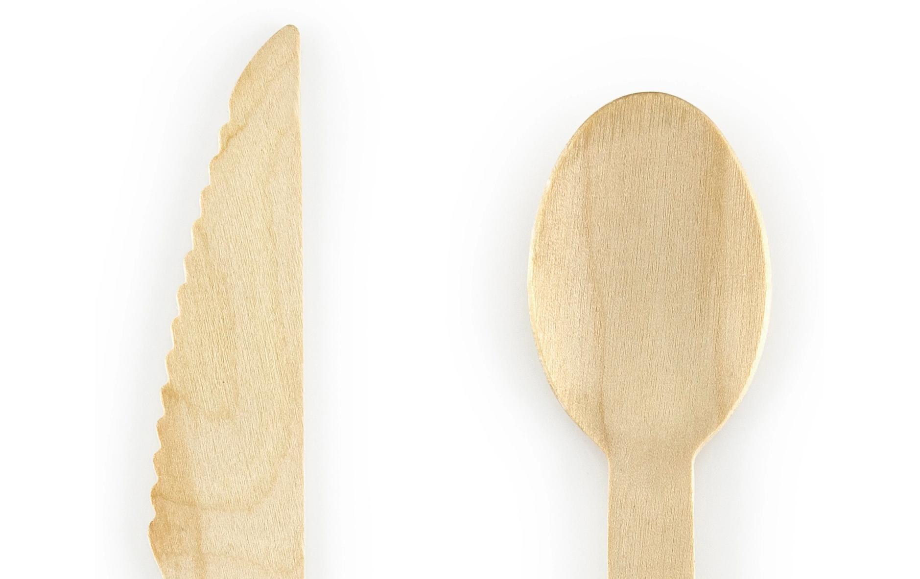 Einweg-Besteckset Holz 1 Stück HellrosaBesteckset für unterwegs