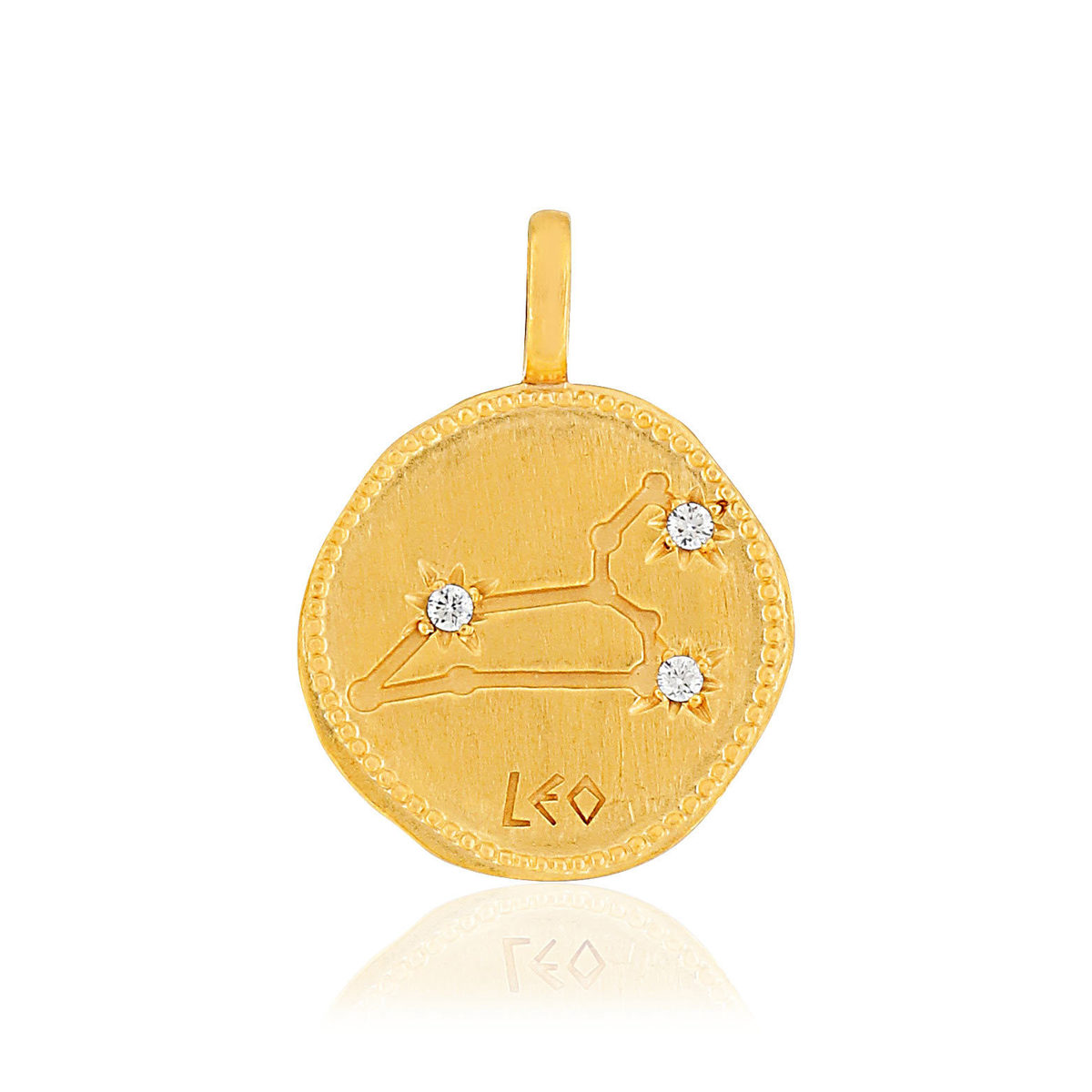 Pendentif plaqué or zodiaque lion zirconias