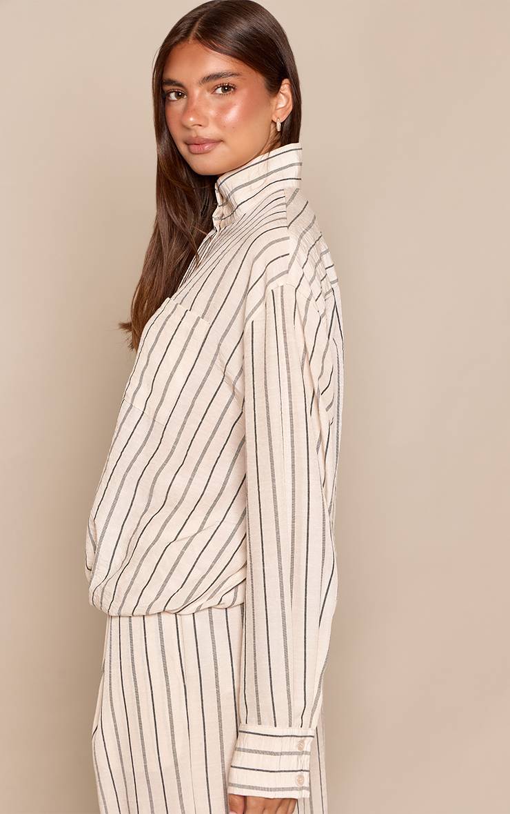 Crème Ensemble Coordonné Veste Légère À Ourlet Élastiqué À Rayures