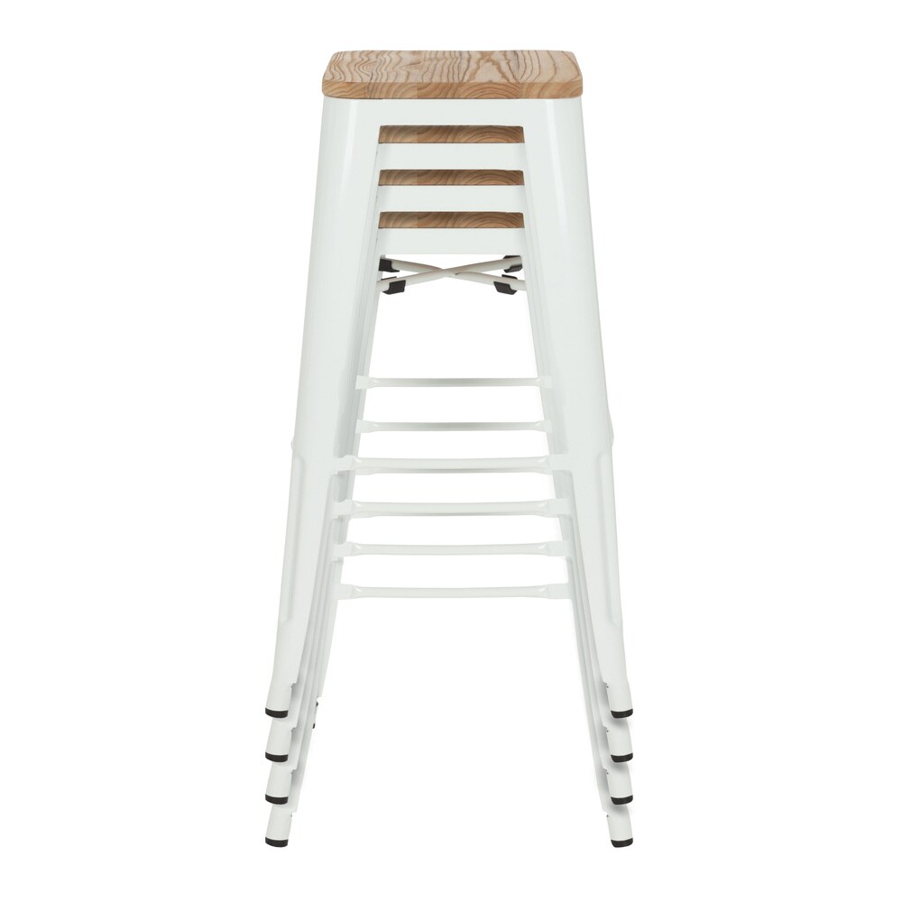 Barhocker VANTAGGIO HIGH W Stahl / Ulmenholz ohne Armlehnen hjh OFFICE