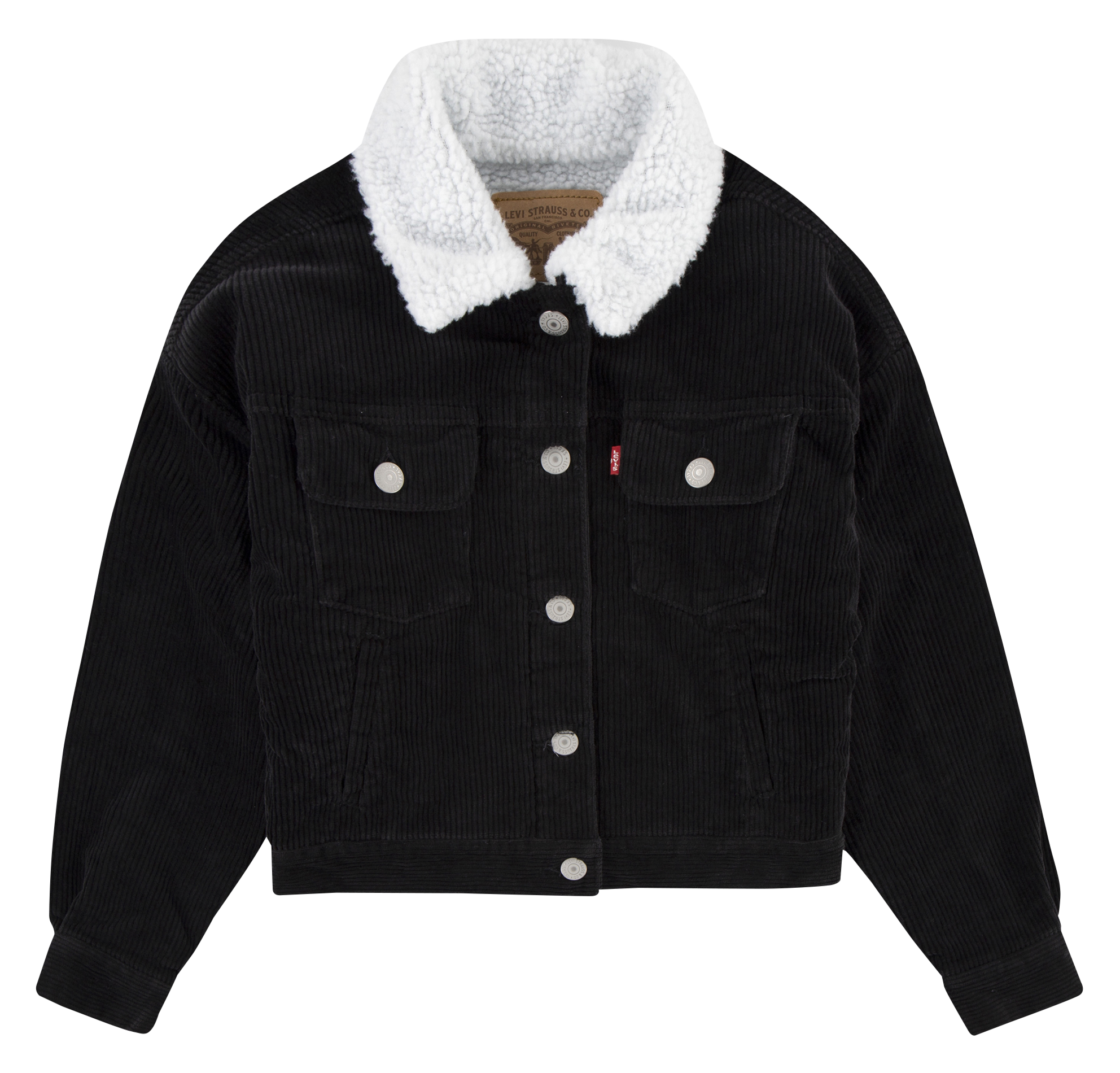 Veste courte en coton côtelé | Noir