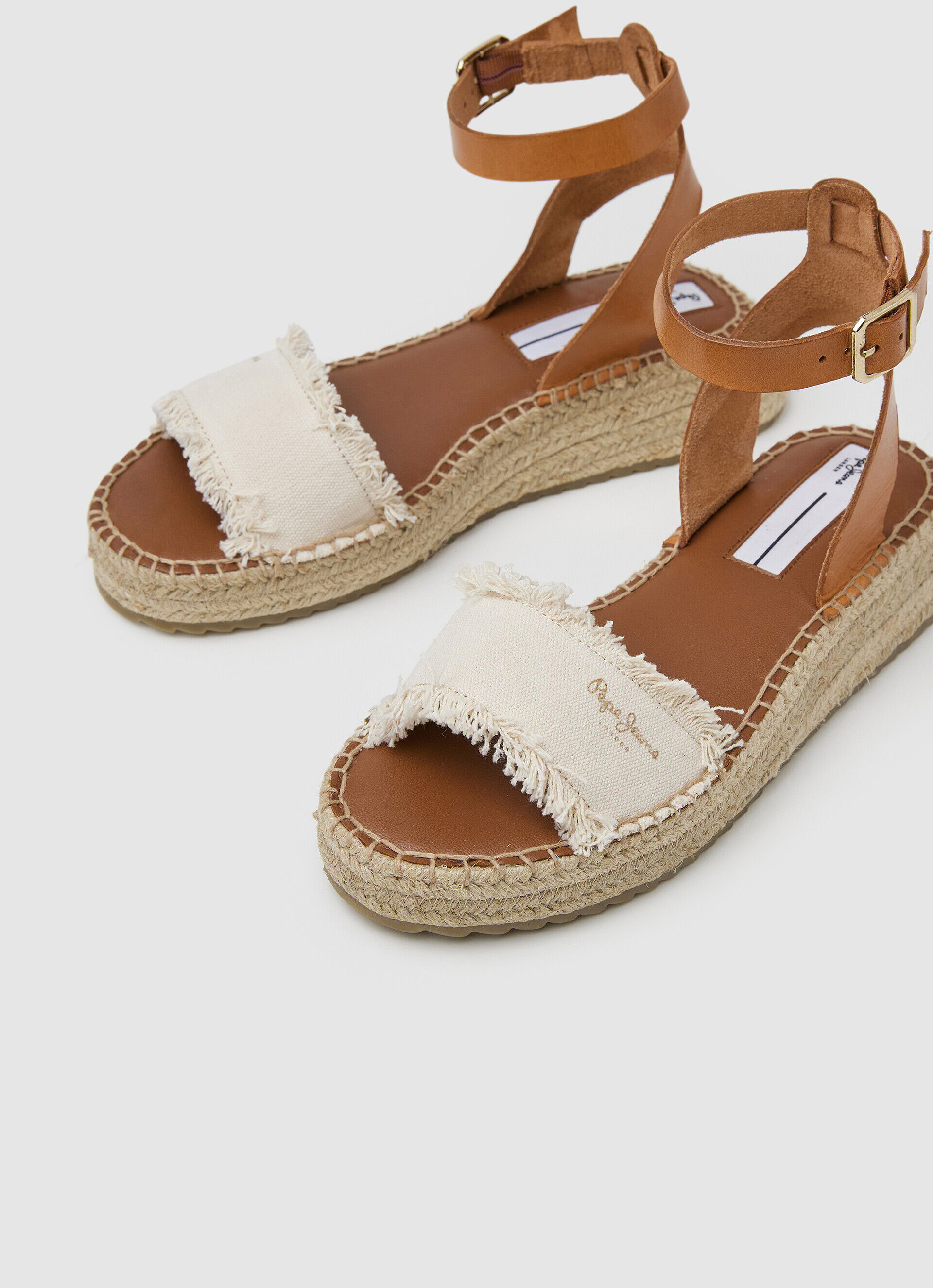 SANDALIAS CUÑA KATE FABRIC - off white