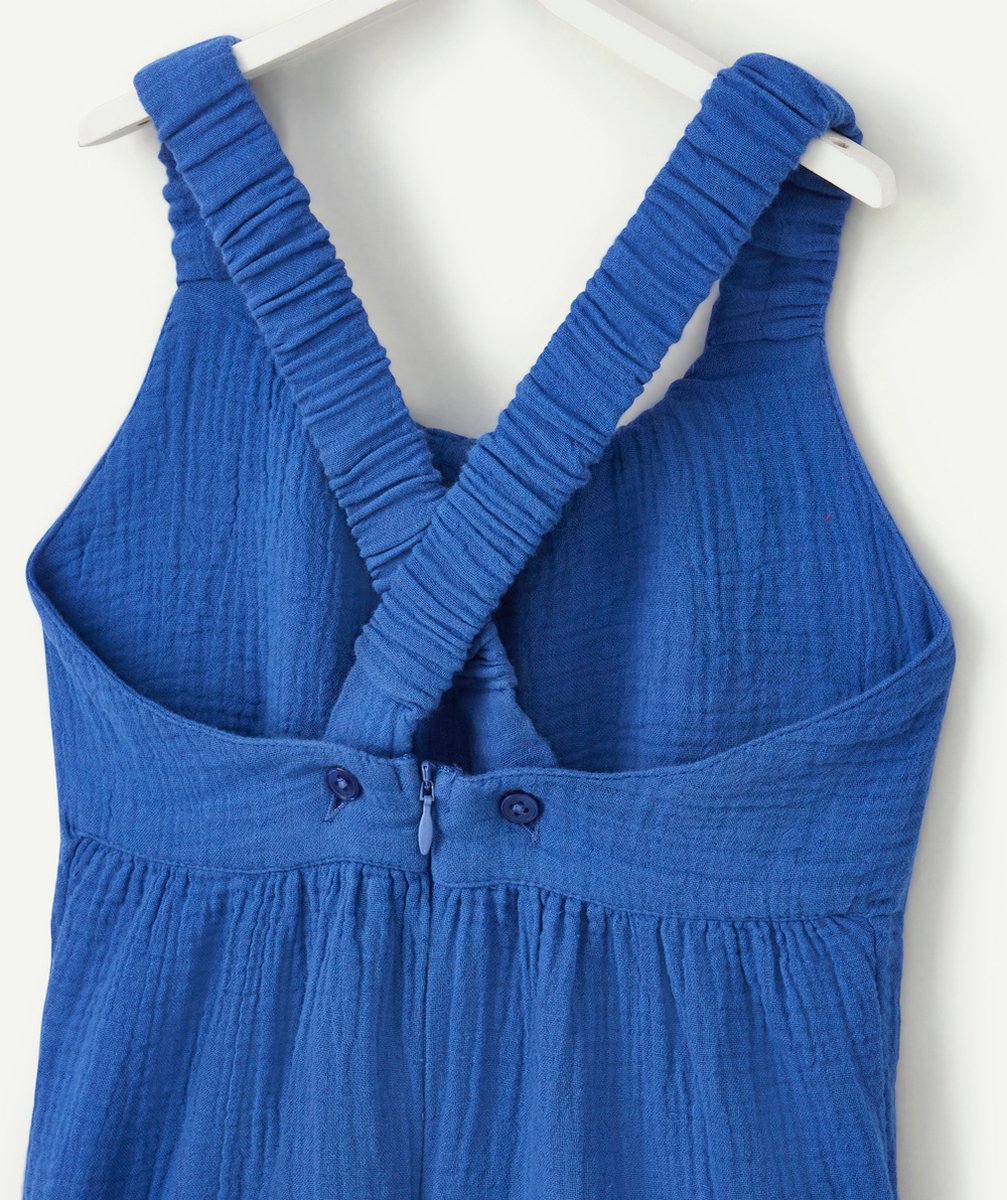 COMBIPANTALON ÉVOLUTIVE FILLE BLEUE EN GAZE DE COTON