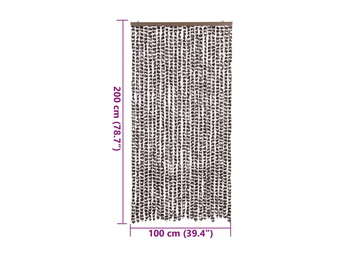 Rideau anti-mouches marron et blanc 100x200 cm chenille