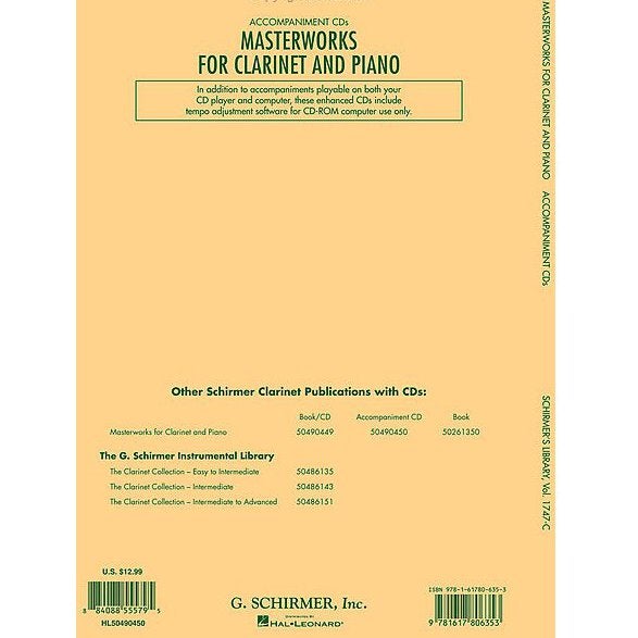 G. Schirmer - Masterworks for Clarinet and Piano