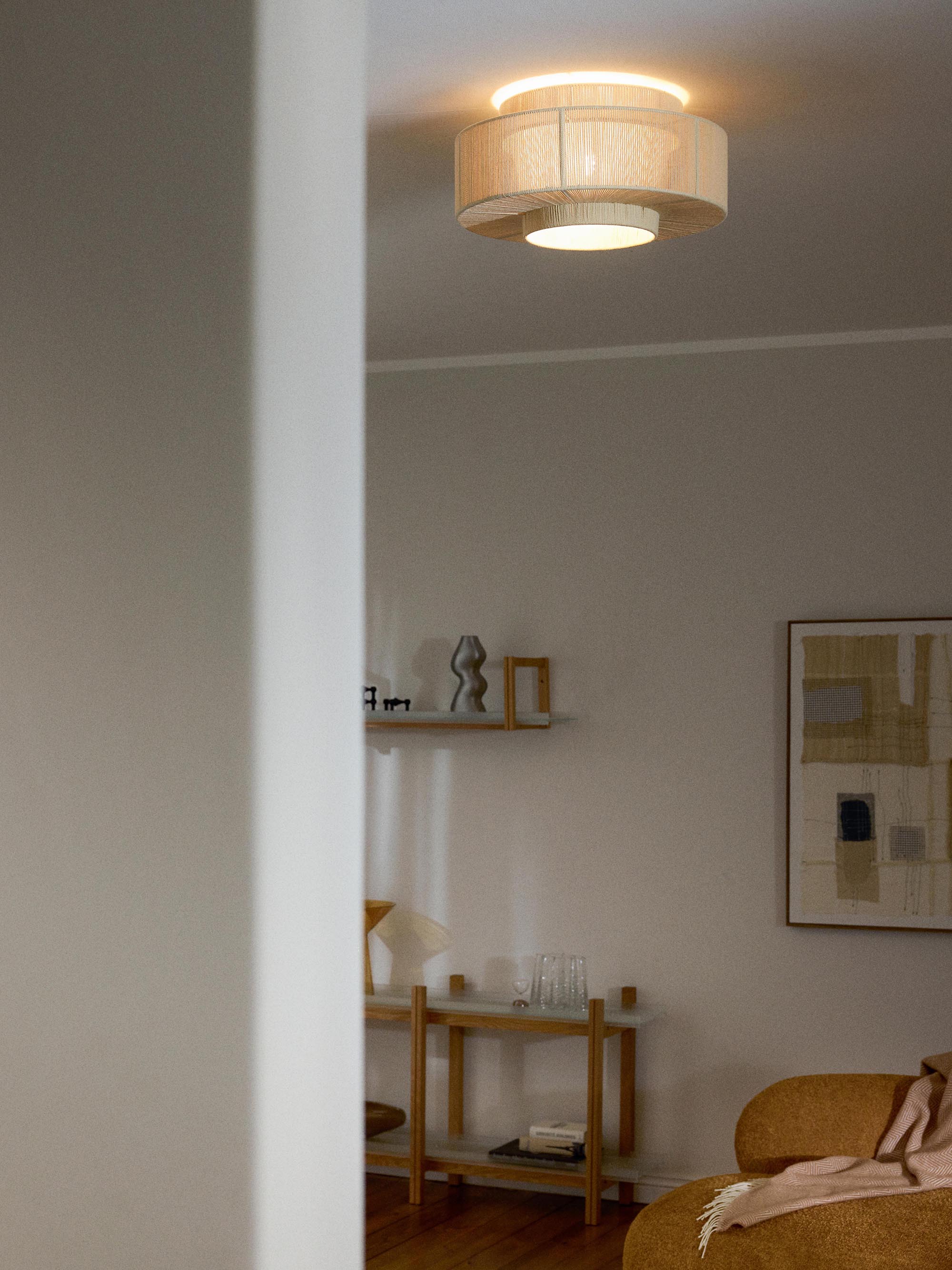 Plafondlamp Lace van linnen draad
