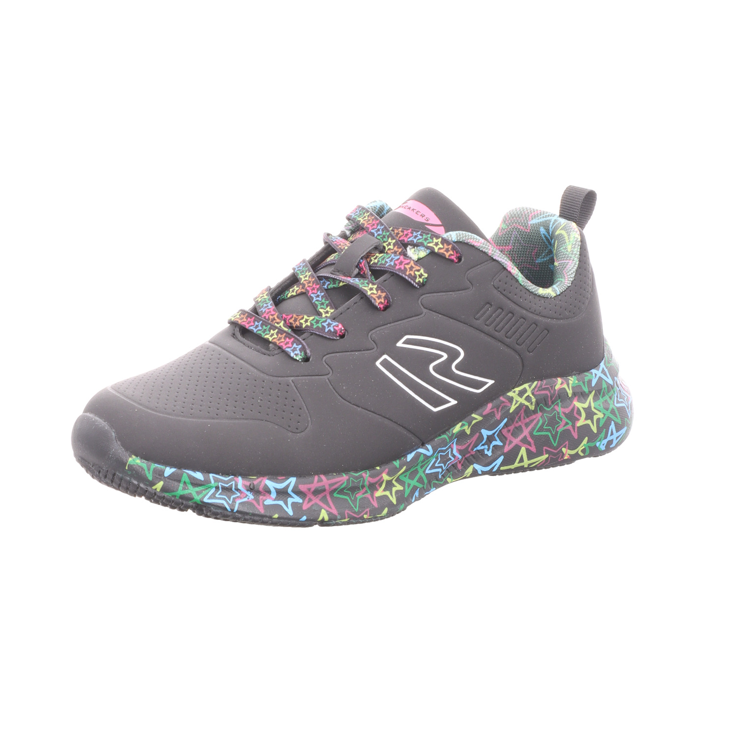 Sneakers Damen-Sneaker Stern-Muster Schwarz-Mehrfarbig