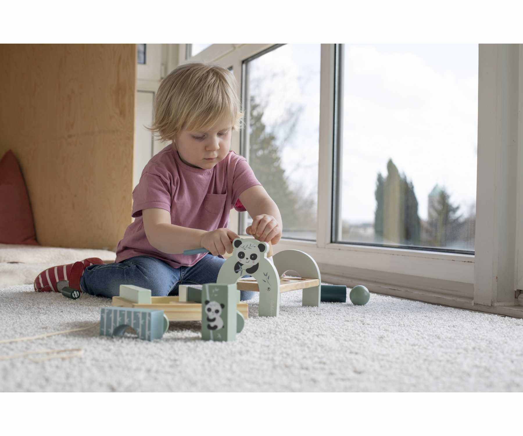 Kinder Holz Klopfbank Lern Spielzeug Montessori Motorikspiel inkl. Hammer (100003802) - Panda