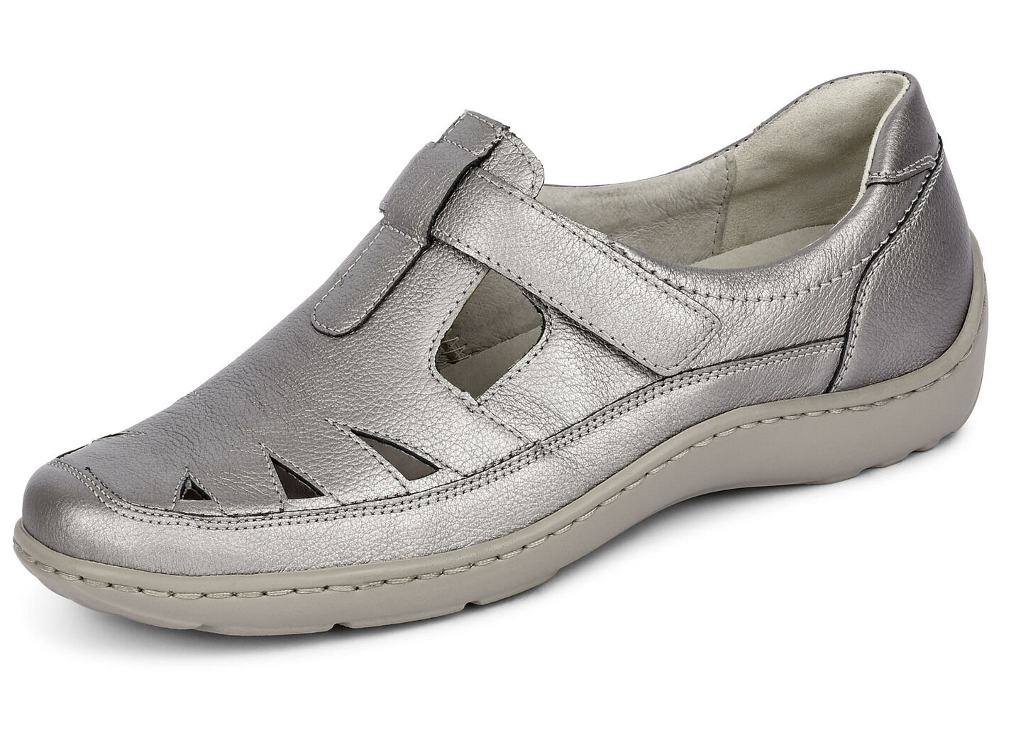 Waldläufer, bequeme Damen-Slipper, Weite H, mit herausnehmbarem Fussbett