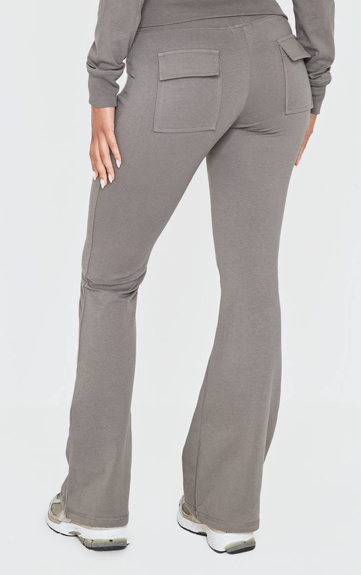 Gris Anthracite Pantalon Évasé Skinny Taille Basse Coordonné