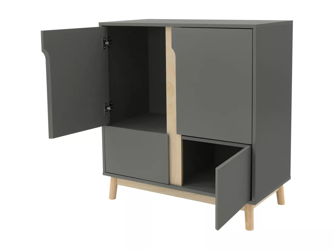 Commode vert mat 80x40x86 cm sideboard avec 4 compartiments de salon entrée