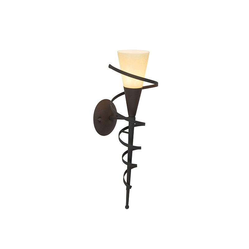 Landelijk wandlamp roestbruin met creme glas - Castle