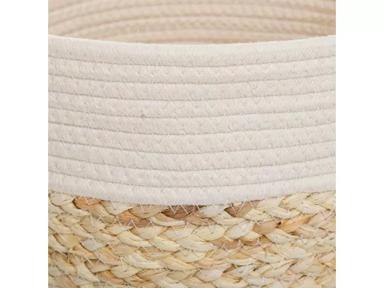 Panier en fibre naturelle et coton brun D27x26
