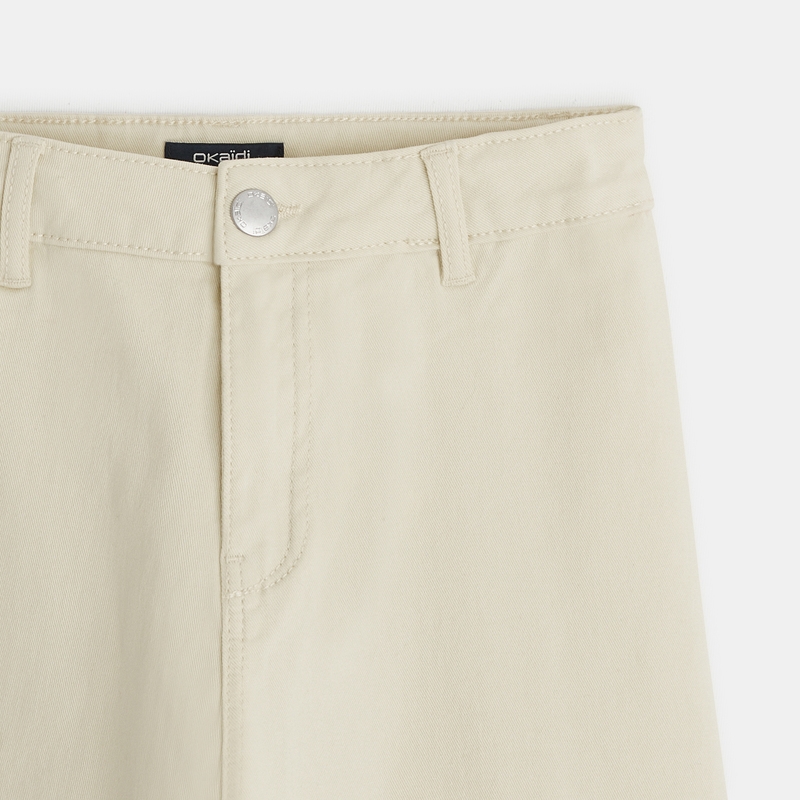 Pantalon large toile stretch blanc fille