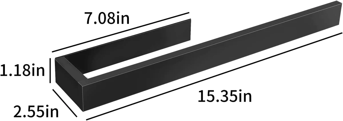 Porte-Serviettes de 39 cm sans perçage Acier Inoxydable Noir Vendos85