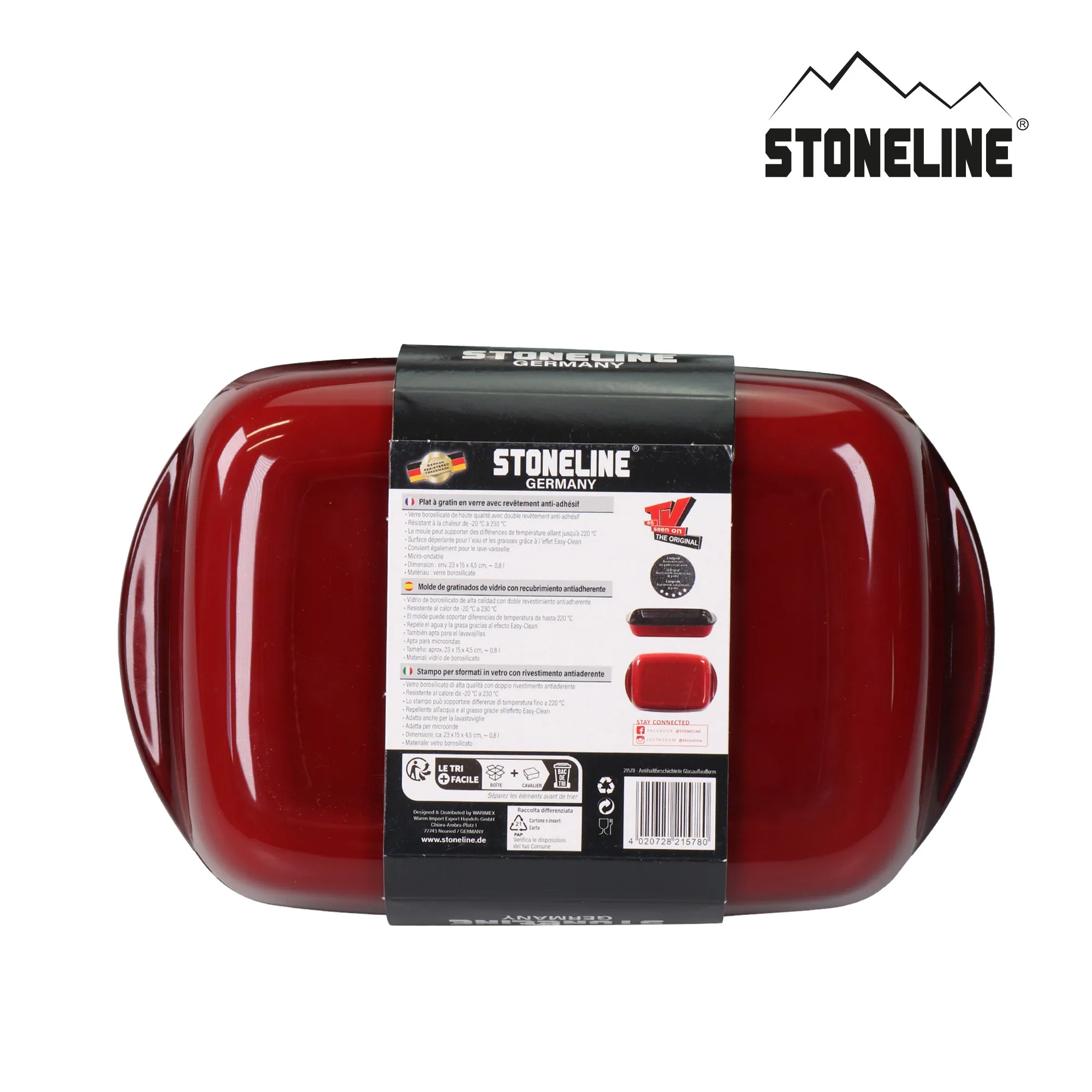 STONELINE® Antihaftbeschichtete Glasauflaufform 23 x 15 cm