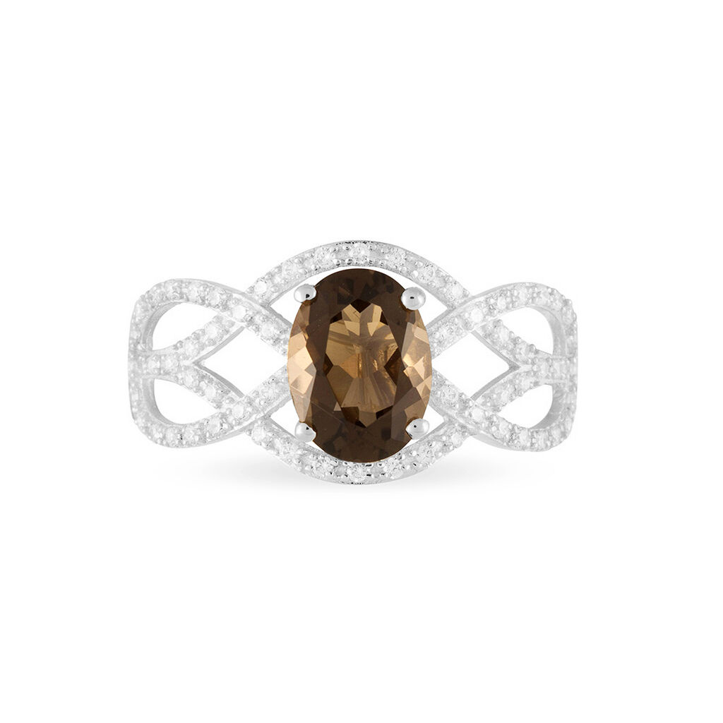 Bague Tina Or Blanc Quartz Et Diamant