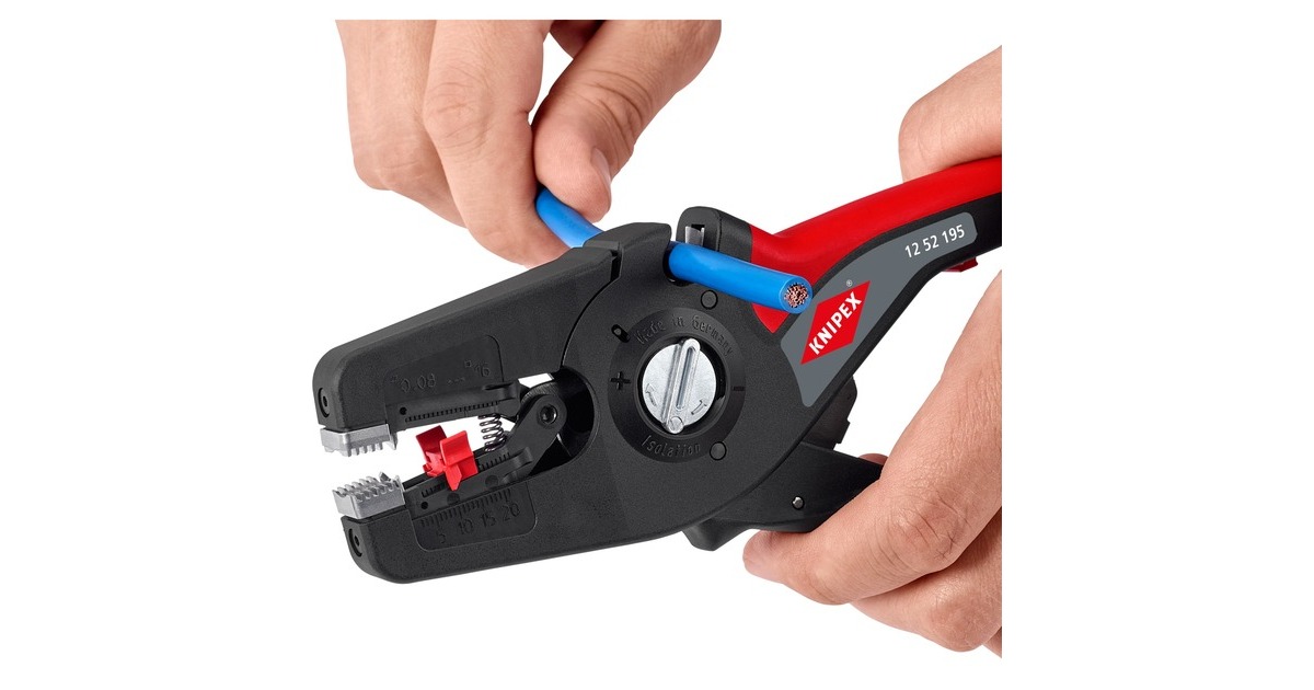 KNIPEXPreciStrip16 Automatische afstriptang  (Zwart/rood, geïntegreerde draadsnijder)
