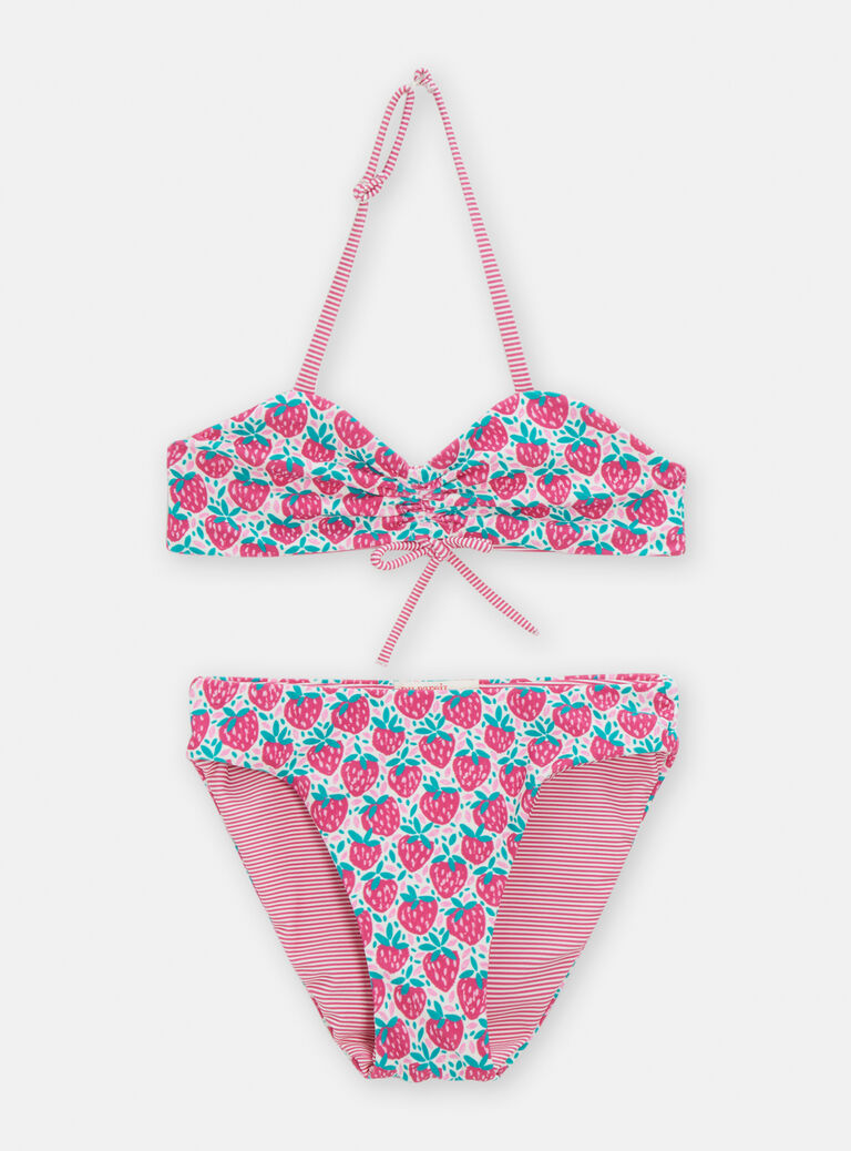 Maillot de bain 2 pièces rose réversible pour fille