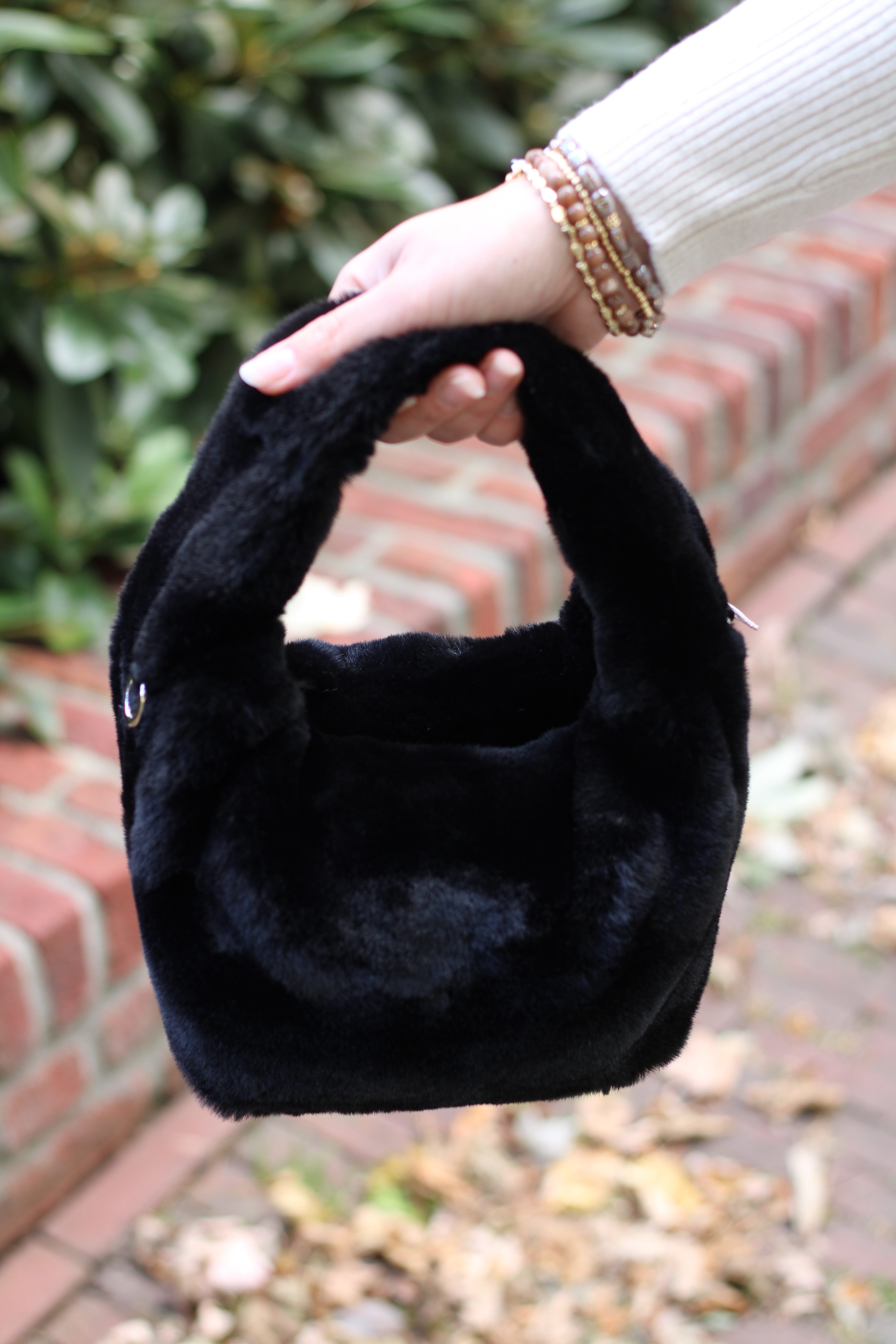 Rino & Pelle - Cheryl Small Faux Fur Crossbody Bag - Black