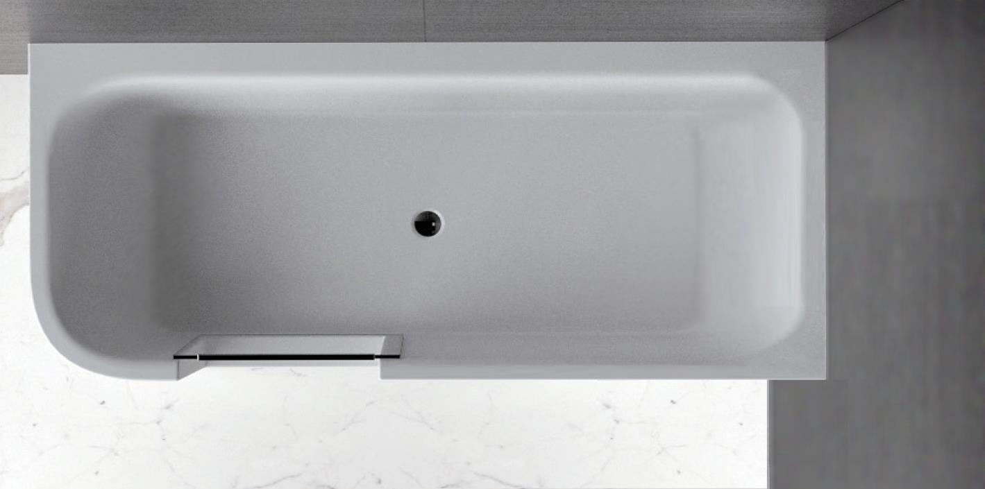 Xenz GO! inloop douchebad acryl 180x80x60cm rechts wit glans met ronde overloop