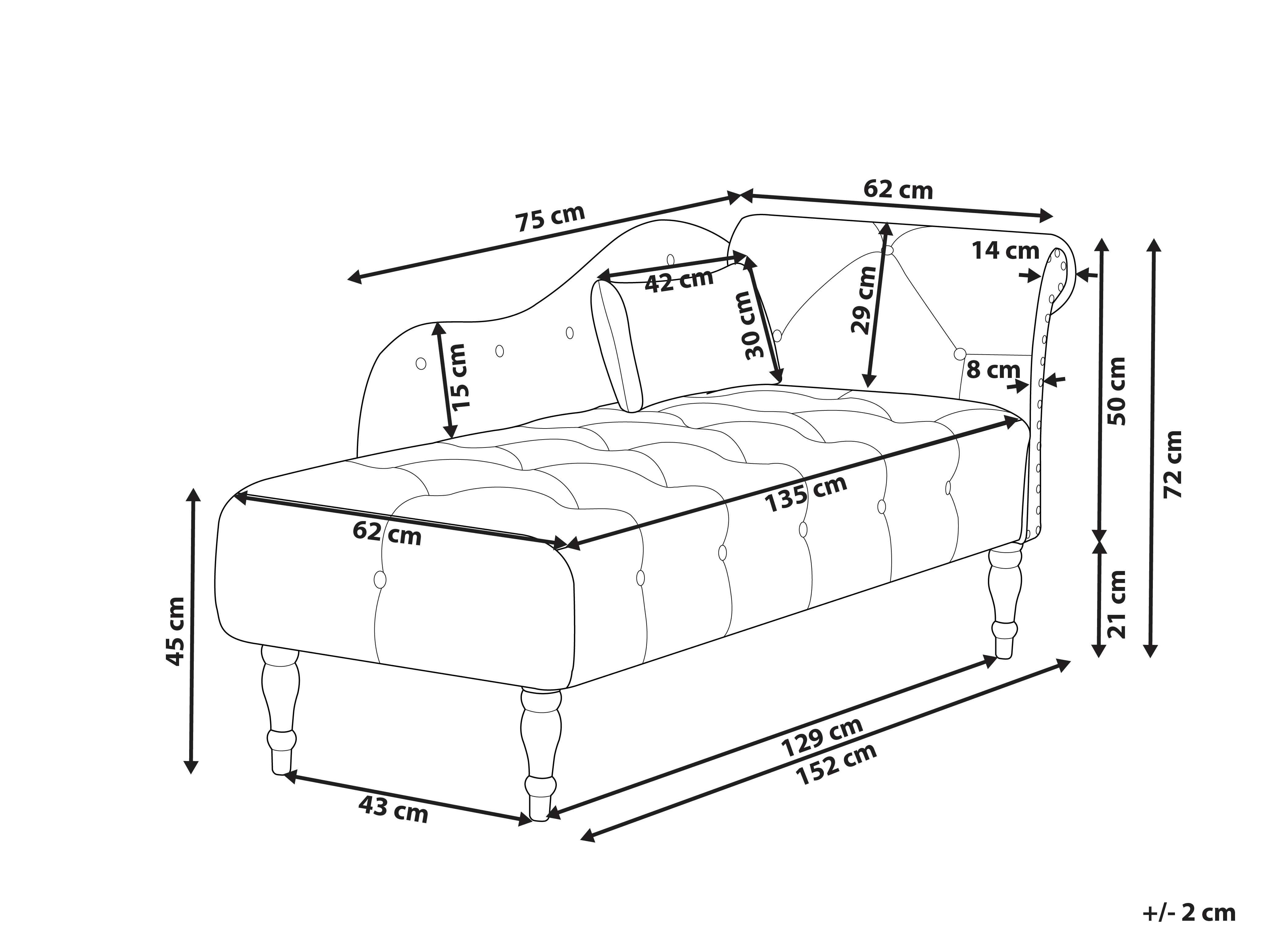 Rechtszijdige chaise longue IVRY Fluweel Grijs