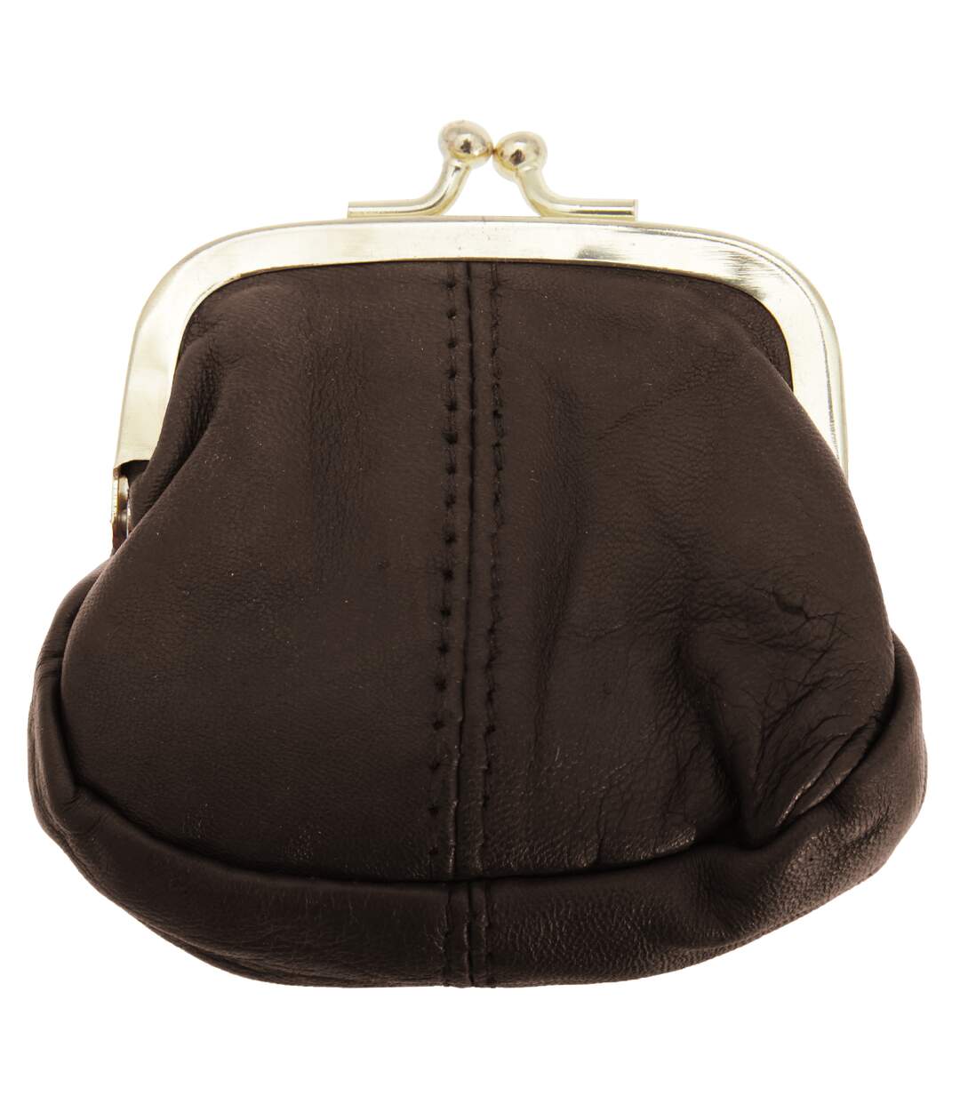 Porte-monnaie en cuir souple à fermeture clic-clac (Marron) (Taille unique) - UTPU103