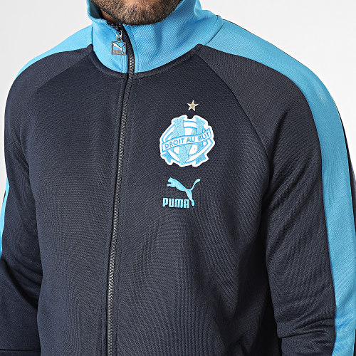 Veste Zippée A Bandes OM Football Heritage 769612 Bleu Marine
