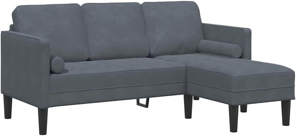 Ecksofa L Form Sofa Sofa Set Dunkelgrau 173 x 131 x 67 cm Samt