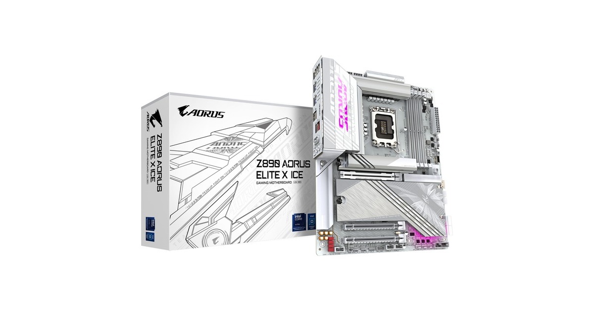 GIGABYTEZ890 AORUS ELITE X ICE socket 1851 moederbord  (RAID, 2.5Gb-LAN, Wi-Fi 7, BT, Sound, ATX)