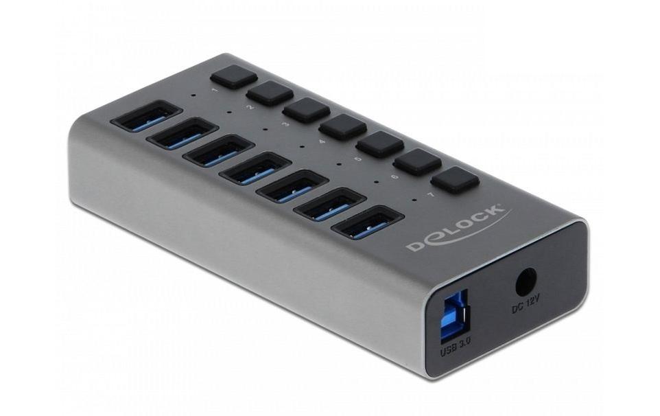USB-Hub 63669 USB 3.0 - 7x Type-A7-Port-USB-3.0-Hub mit Metallgehäuse und einzeln aktivierbaren Anschlüssen