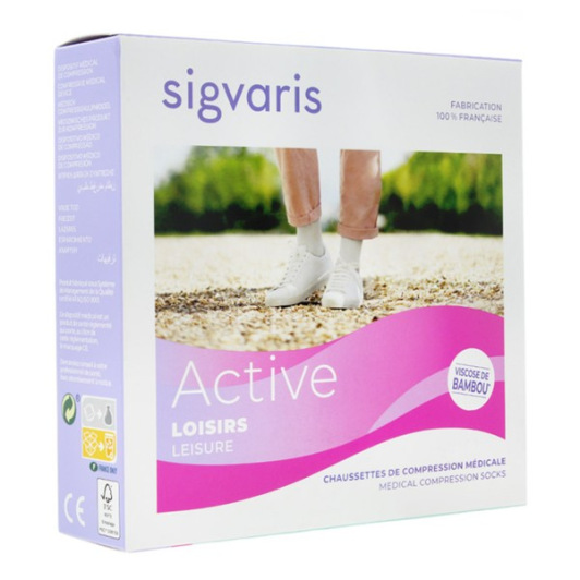 Chaussettes contention femme classe 2 Sigvaris Active Loisirs Bambou