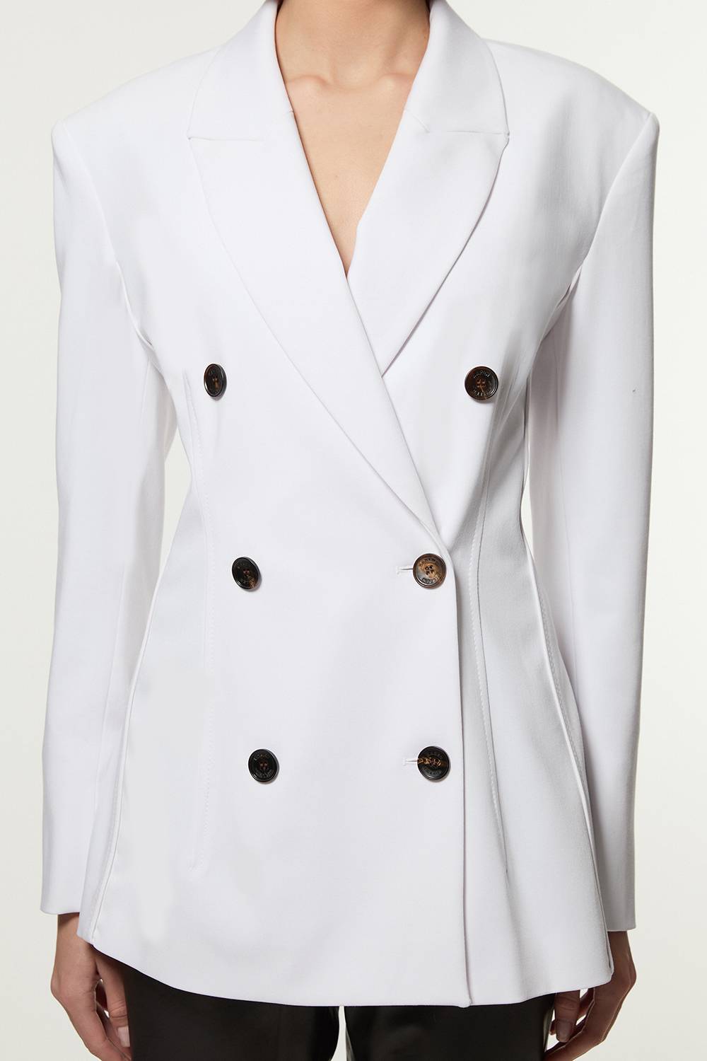 KarenMillen Veste ajustée à double boutonnage avec détails de surpiqûres contrastées
