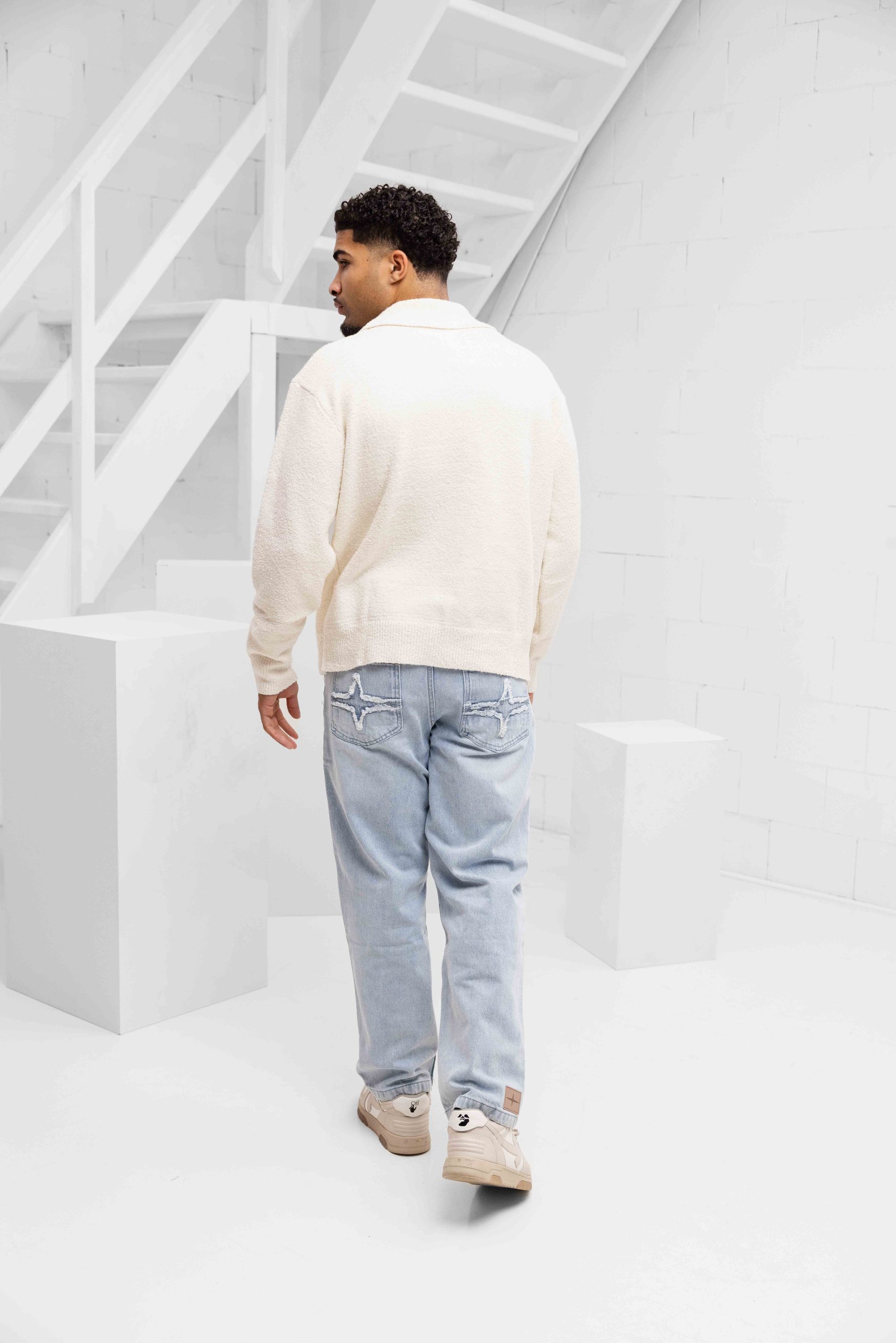 Off The Pitch Boucle Grip Sweater Heren Gebroken Wit