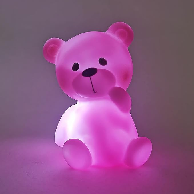 Teddy Bär Lampe Kinder Nachtlicht LED Stimmungsleuchte (inkl. 3x LR44 Batterien) - Pink
