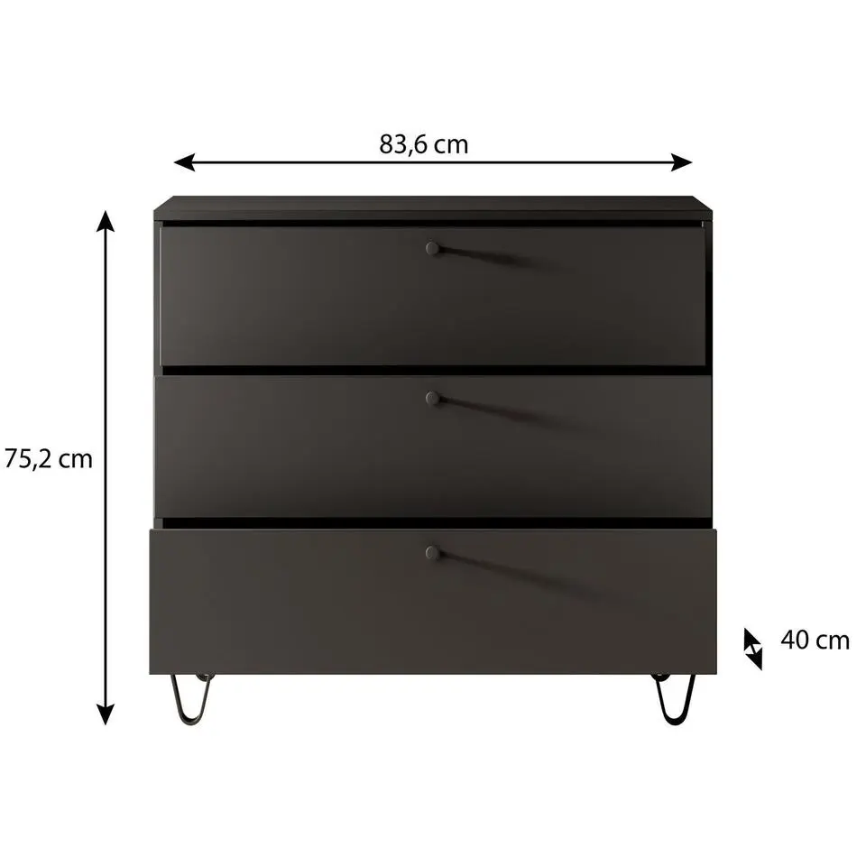 Meubella - Ladekast Apula - Antraciet - 84 cm