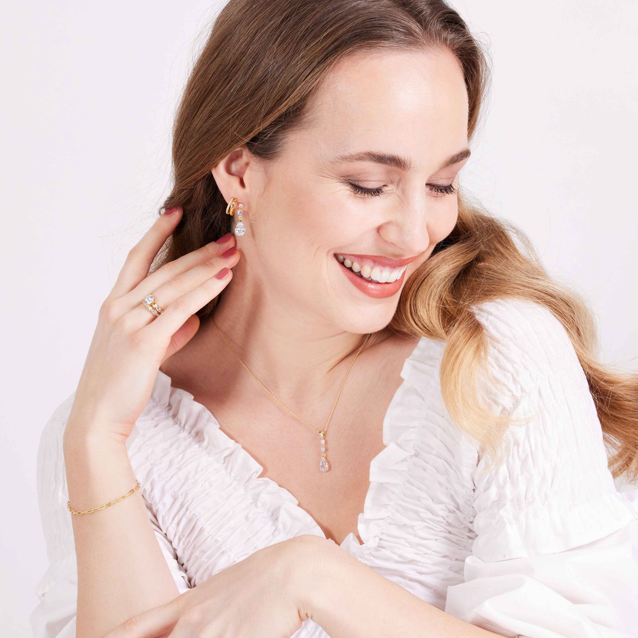 Zilveren goldplated ketting & hanger met zirkonia