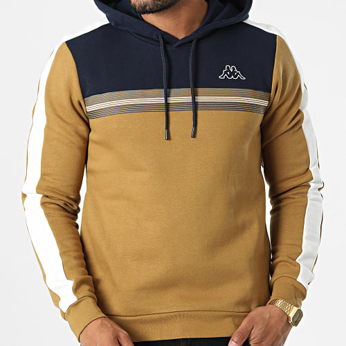 Sweat Capuche A Bandes 371238W Beige Bleu Marine Blanc