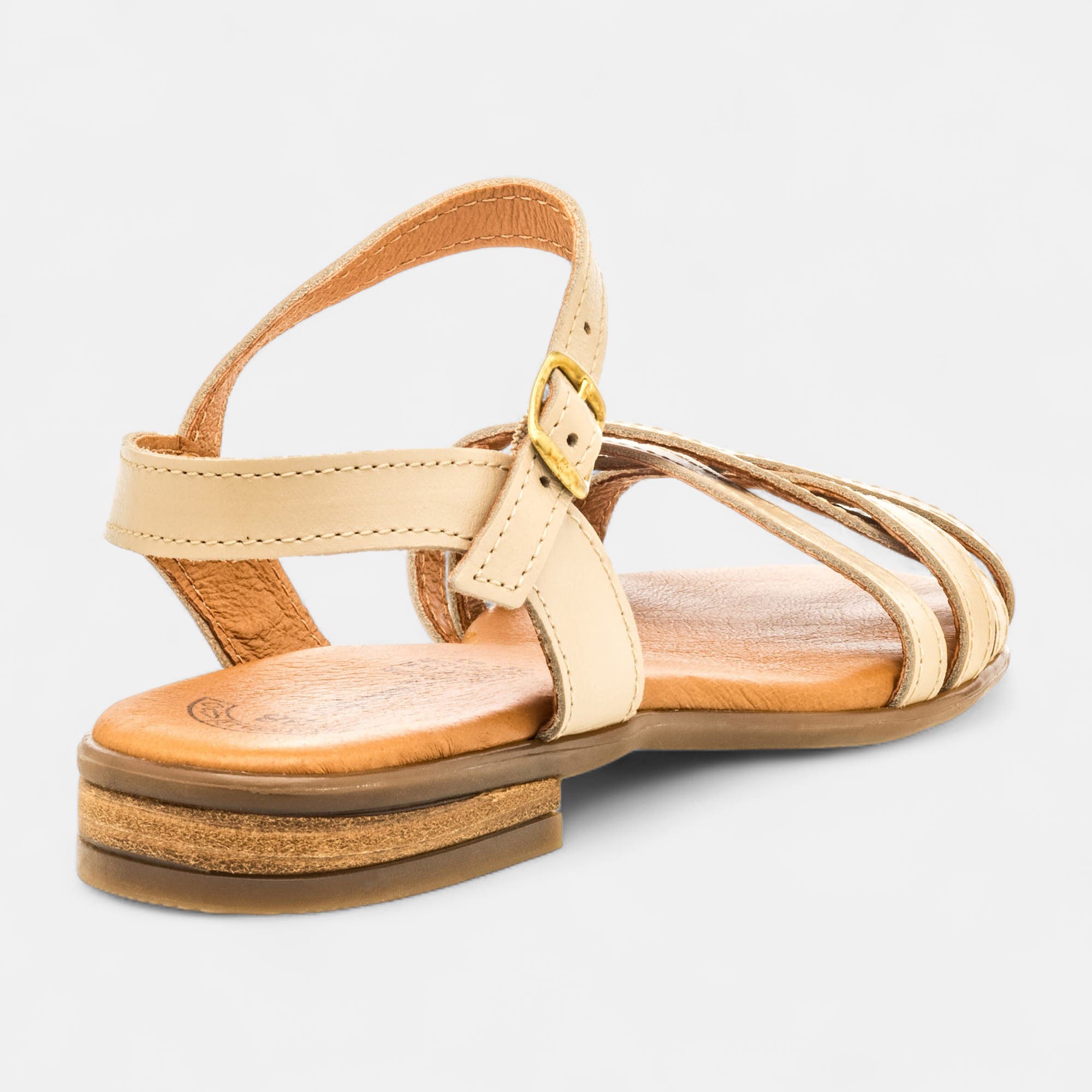 Nu-pieds Femme en cuir beige