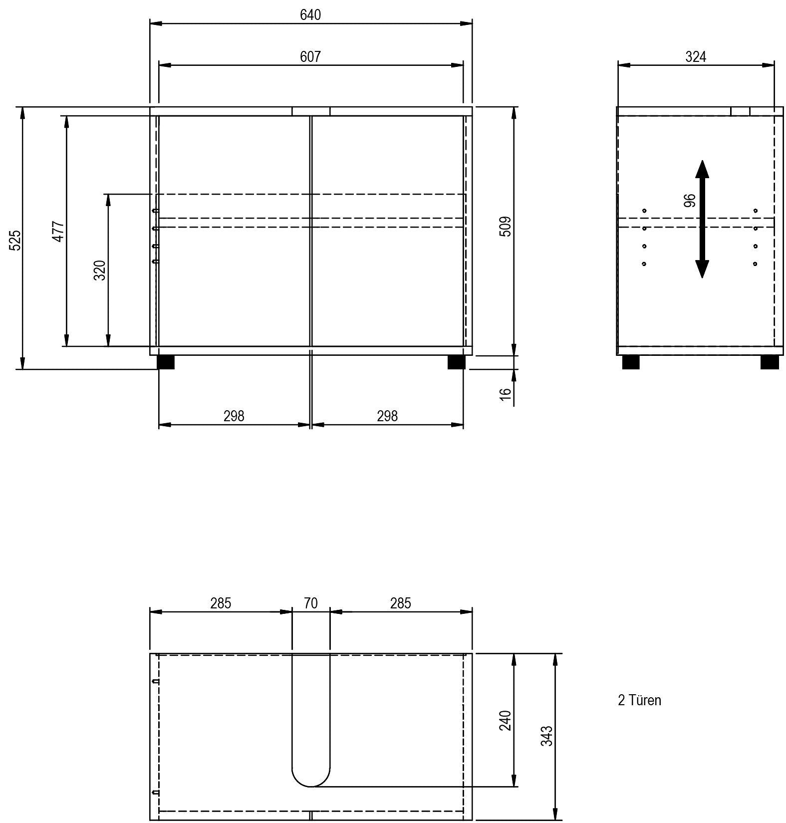 CALVO Lavaboy - Weiss / Eiche / B: 64.0 cm x T: 34.3 cm x H: 52.5 cm